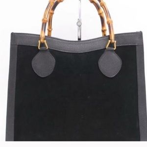 Vintage Gucci bamboo handle leather top tote